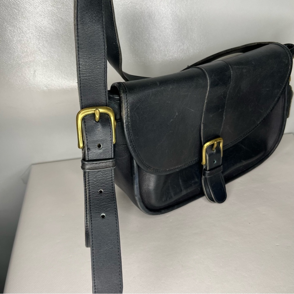 Vintage Coach Chelsea Saddle Bag Black Leather Crossbody - Picture 16 of 16